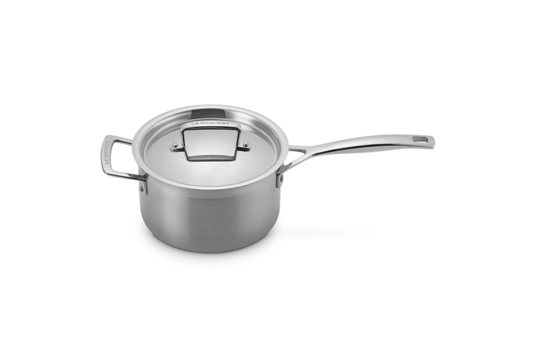 3-ply Stainless Steel Saucepan with Lid and Helper Handle