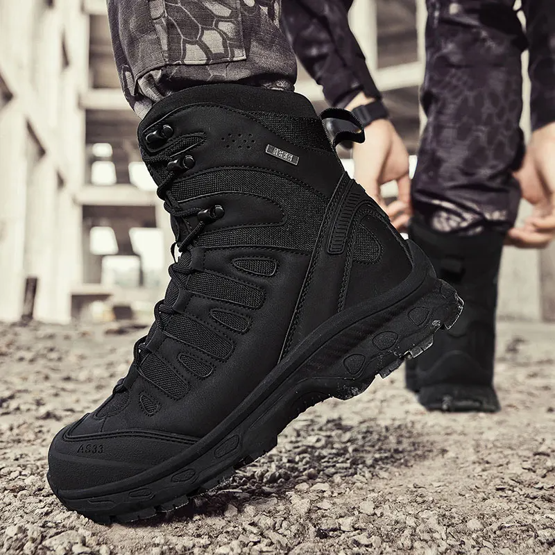 Men's Anti-Sprain Military Tactical Work Boots Waterproof Non-Slip Anti-Puncture Hiking Boots