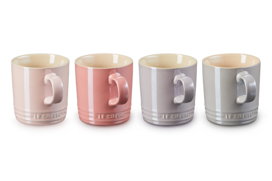 Stoneware Metallics Set of 4 Mugs Pastel