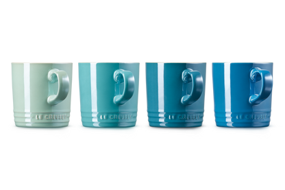 Stoneware Metallics Set of 4 Mugs Blue