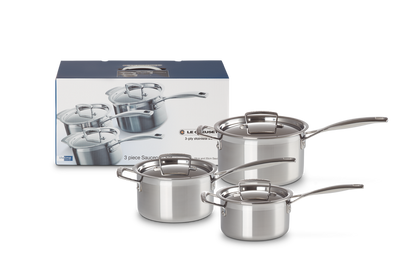 3-ply Stainless Steel 3-piece Saucepan Set