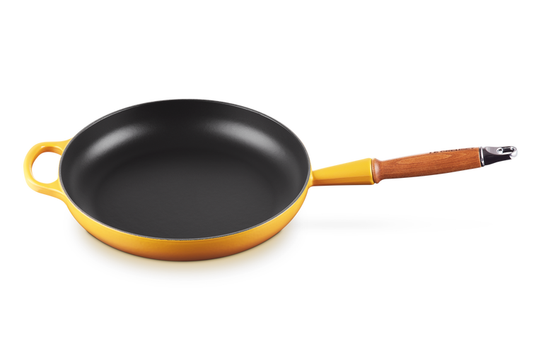 Cast Iron Frying Pan with Wooden Handle