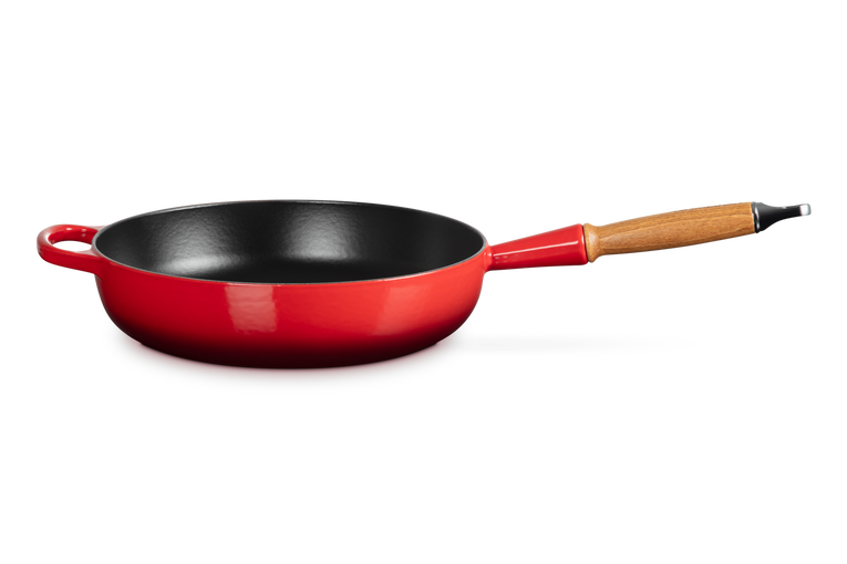 Cast Iron Saute Pan with Wooden Handle 28CM