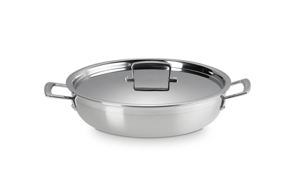 3-ply Stainless Steel Non-Stick Shallow Casserole with Lid