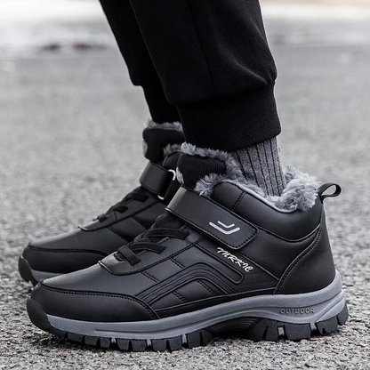 (Limited Time 49% Promotional Discount) Men's Winter Warm Orthopedic Hiking Snow Boots Waterproof Non-slip Wide Toe Arch Support Work Boots