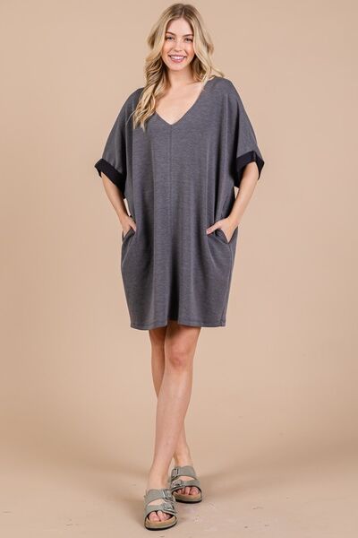 Ces Femme V-Neck Half Sleeve Dress