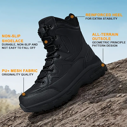 (Limited Time Discount 49% off)Men's Waterproof Ankle Support Tactical Boots Military Anti-Puncture Wide Toe Box Hiking Boots
