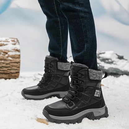 (⏰Limited Time Discount 49% off)Men's Thick Warm Snow Boots Wide Toe Anti-skid Fur Lined Leather Boots Waterproof Winter Hiking Boots