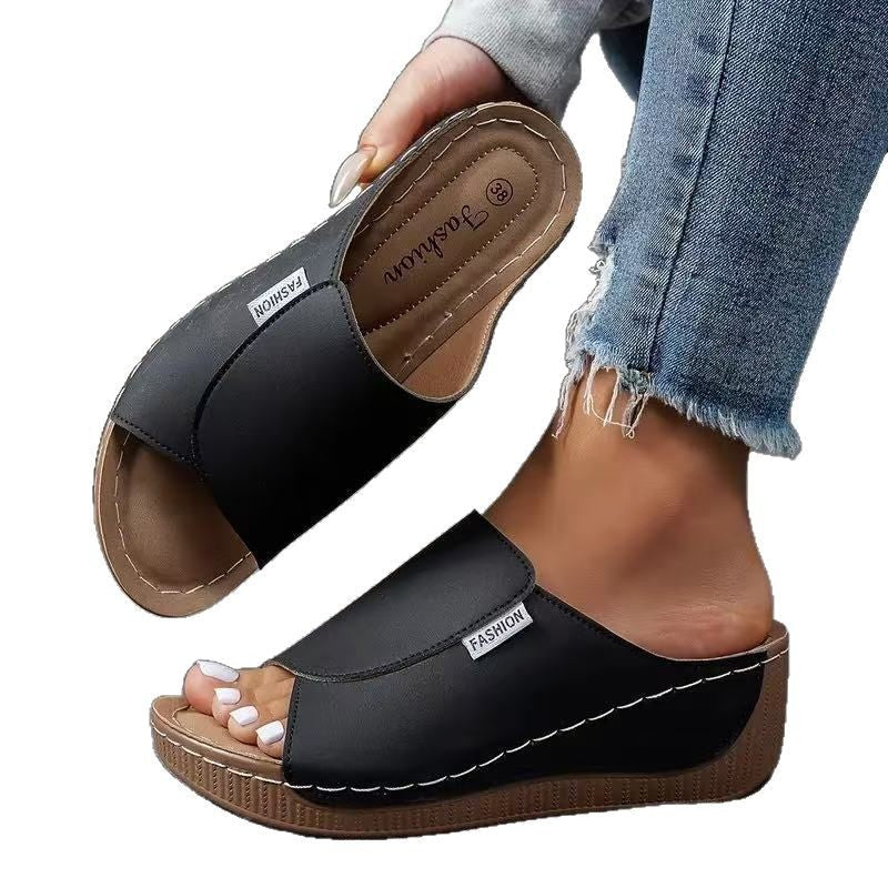 Comfortable Slides with Arch Support - Women's Plain Breathable Sandals