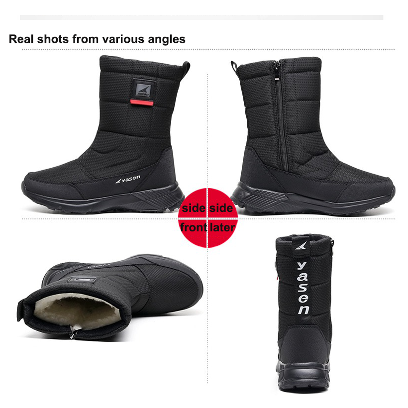 (Limited Time Sale 49%off)Unisex Snow Boots Thick Leather Platform Fur Lined Warm Mid-Calf Boots Waterproof Non-slip Winter Boots(2024Warmth upgrade)