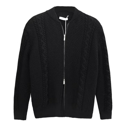 Men's Solid Color Leisure Long Sleeved Knit Sweater Cardigan